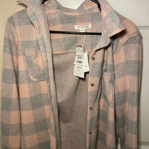 Beach Lunch Lounge Pink and Gray Plaid Jacket